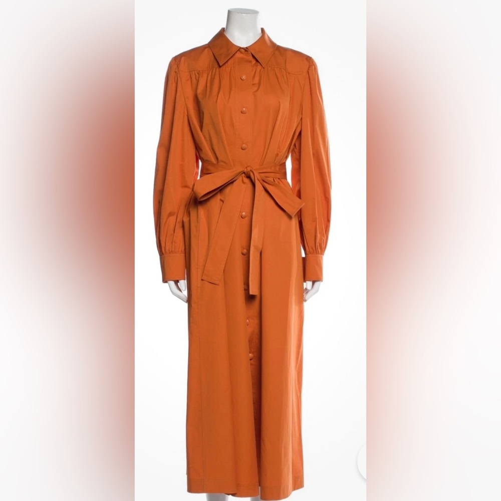 Tory Burch Artist Cotton-Poplin Shirt Dress orange